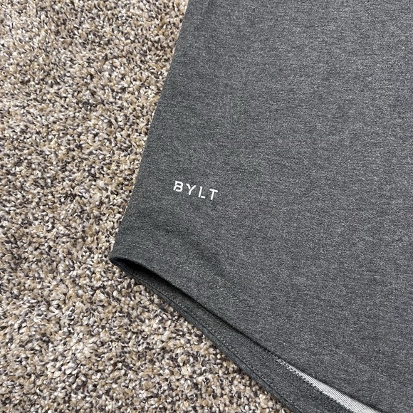 BYLT Lux Tee Shirt Mens Size XL Gray Stretch Training Short Sleeve Crew Neck Gym - Picture 2 of 9